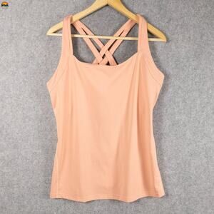 Lucy Racerback Tank Top Pink Peach Gymwear Athletic Built-In Bra yoga Women's XL